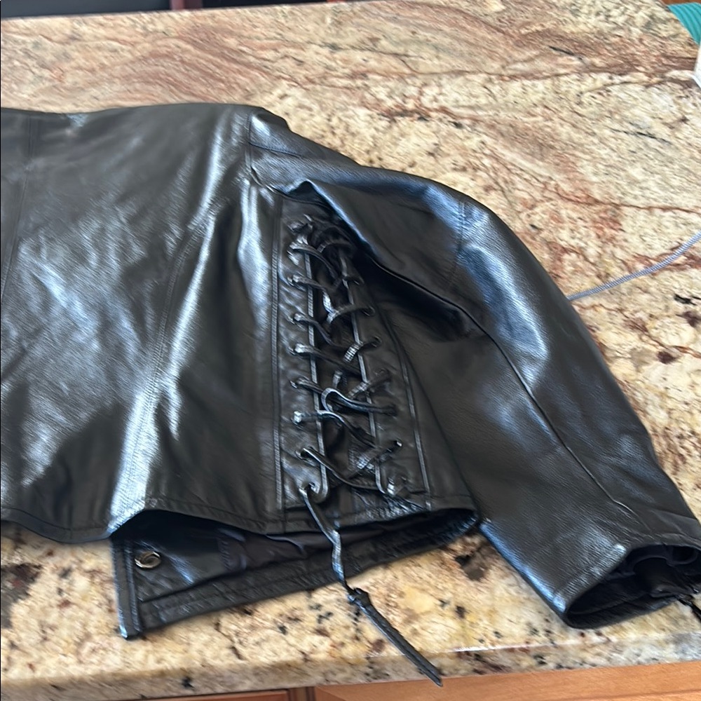 Black Leather Button-Up Jacket - image 6